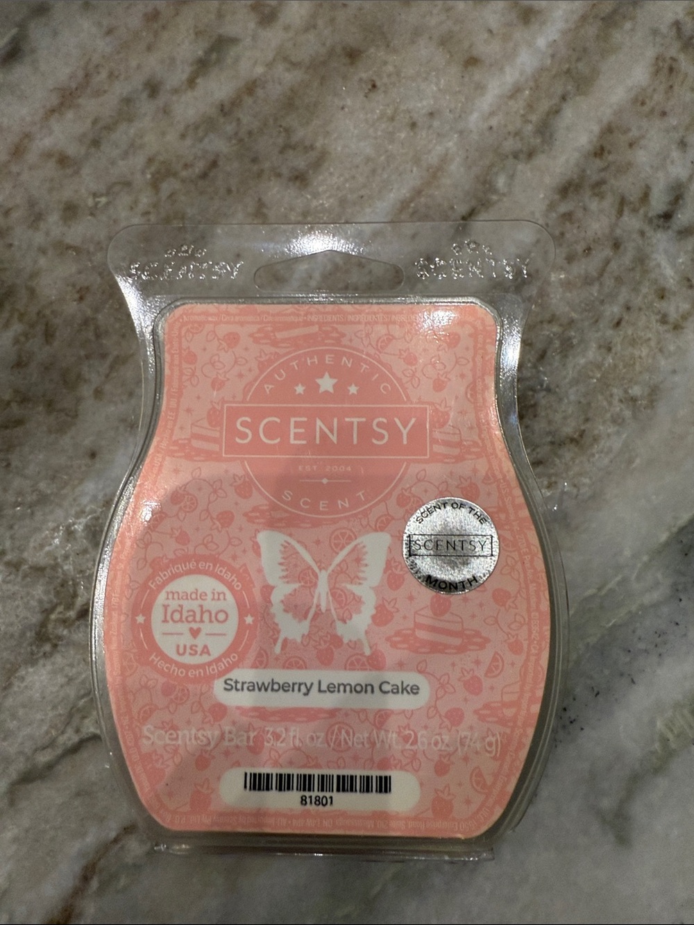 Scentsy Strawberry Lemon Cake Wax Bar - Pink